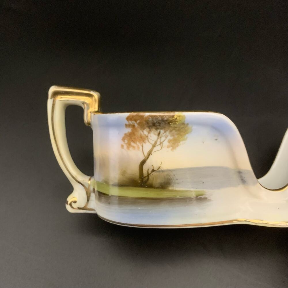 Antique 1918 Noritake Morimuru Porcelain Spoon Holder Hand Painted Landscape - Picture 13 of 16